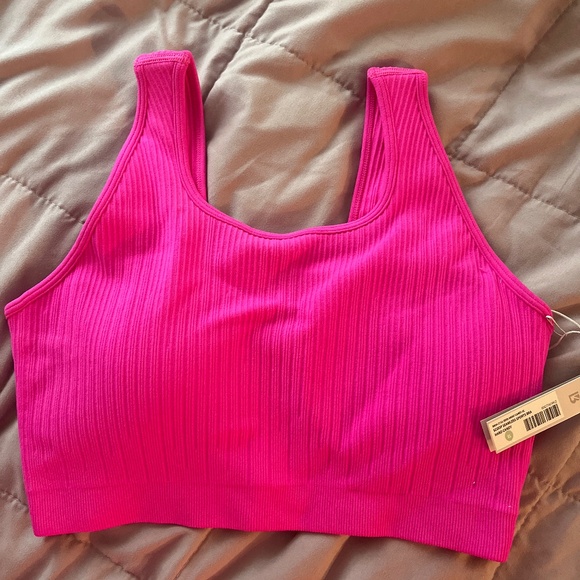 Buffbunny Collection Other - BuffBunny women's Ribbed Scoop Neck Sports Bra Top - Hot Pink